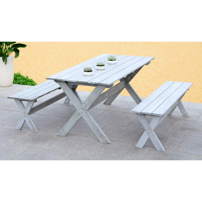 Set da pranzo con tavolo e panca SAFAVIEH Outdoor Living Marina Grey, 3 pezzi - 35L x 59P x 30A