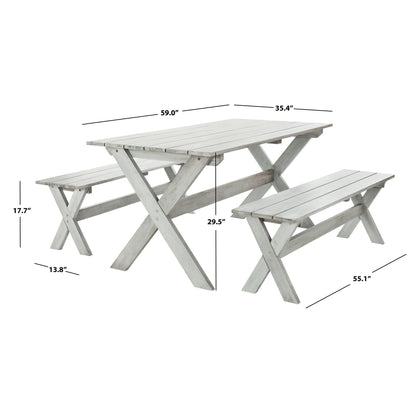 Set da pranzo con tavolo e panca SAFAVIEH Outdoor Living Marina Grey, 3 pezzi - 35L x 59P x 30A