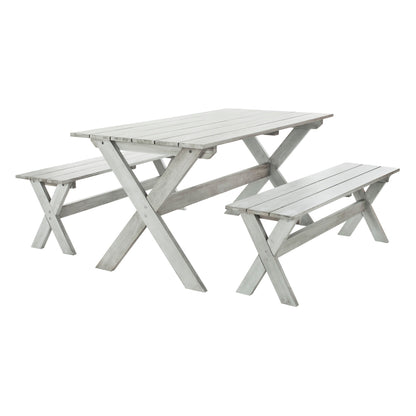 Set da pranzo con tavolo e panca SAFAVIEH Outdoor Living Marina Grey, 3 pezzi - 35L x 59P x 30A
