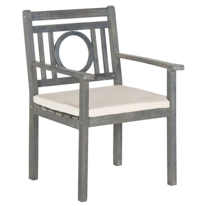SAFAVIEH Outdoor Living Montclair Ash Grey Acacia Wood Set da pranzo con cuscini beige da 5 pezzi - 35L x 35P x 30A