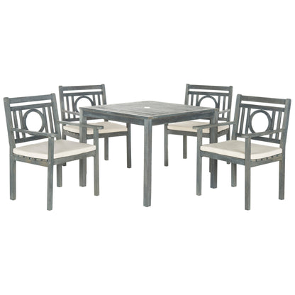 SAFAVIEH Outdoor Living Montclair Ash Grey Acacia Wood Set da pranzo con cuscini beige da 5 pezzi - 35L x 35P x 30A