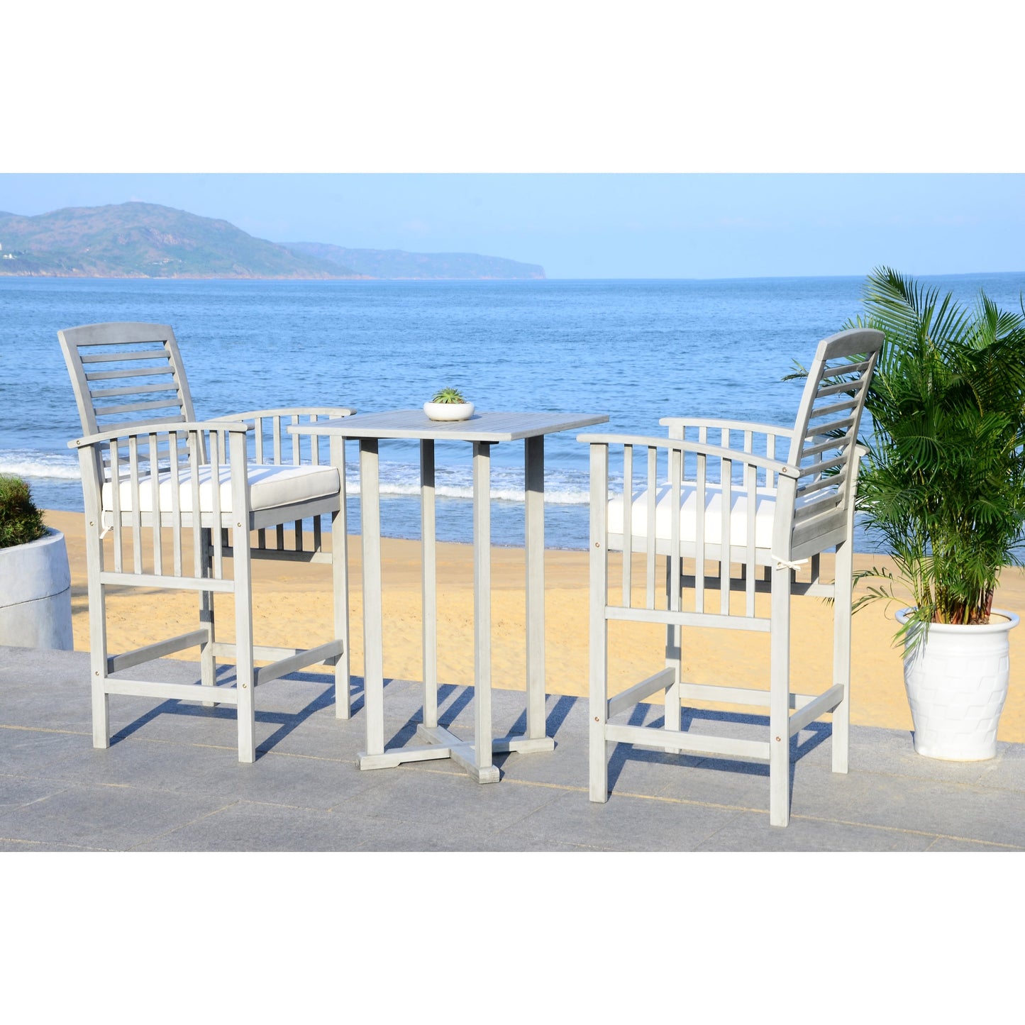 SAFAVIEH Outdoor Living Pate Set da bar e bistrot da 3 pezzi - 25L x 26P x 50A