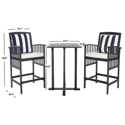 SAFAVIEH Outdoor Living Pate Set da bar e bistrot da 3 pezzi - 25L x 26P x 50A