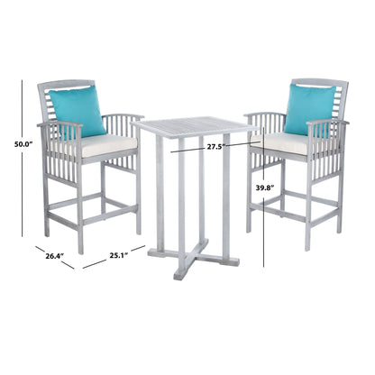 SAFAVIEH Outdoor Living Pate Set da bar e bistrot da 3 pezzi - 25L x 26P x 50A