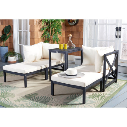 SAFAVIEH Outdoor Living Ronson Set di 5 pezzi componibili - Grigio ardesia scuro/beige - 27L x 27P x 27A