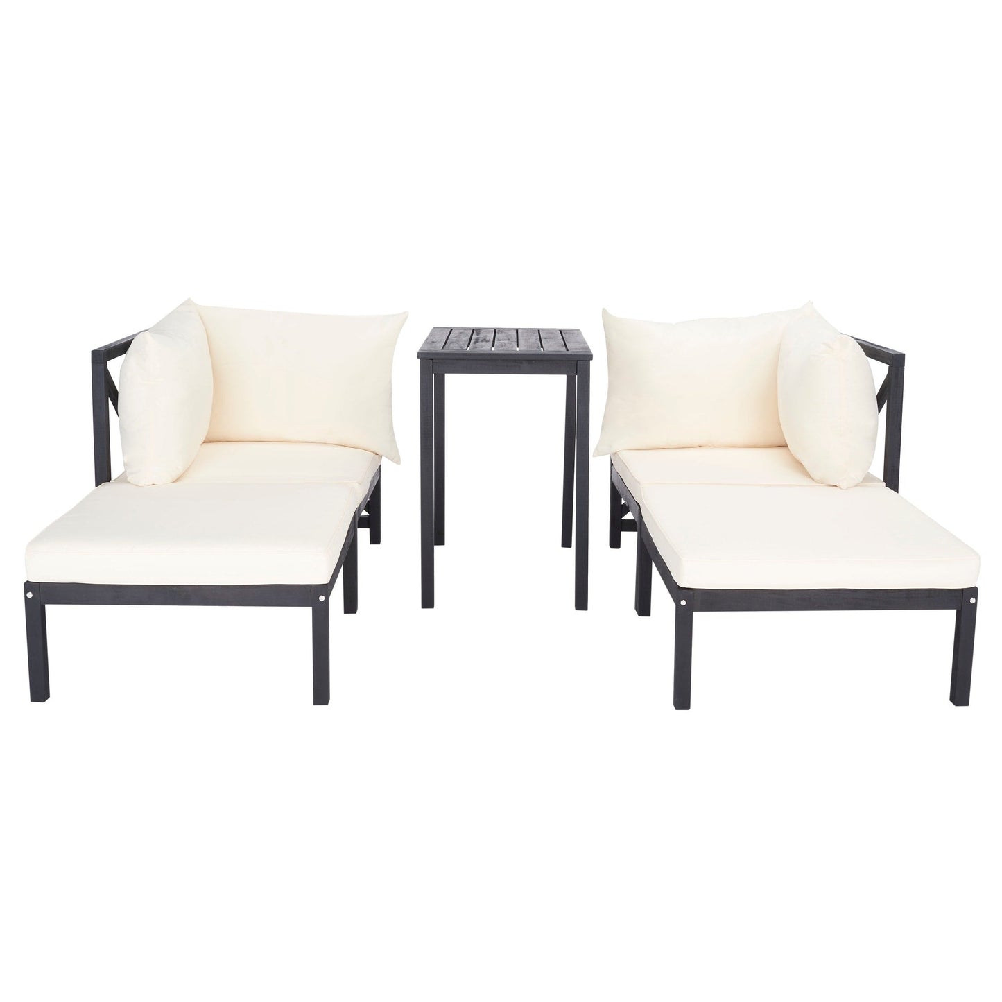 SAFAVIEH Outdoor Living Ronson Set di 5 pezzi componibili - Grigio ardesia scuro/beige - 27L x 27P x 27A