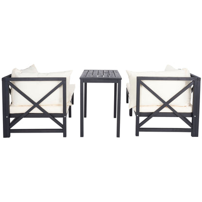 SAFAVIEH Outdoor Living Ronson Set di 5 pezzi componibili - Grigio ardesia scuro/beige - 27L x 27P x 27A