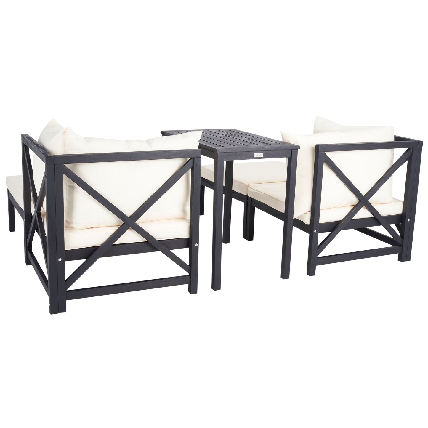 SAFAVIEH Outdoor Living Ronson Set di 5 pezzi componibili - Grigio ardesia scuro/beige - 27L x 27P x 27A