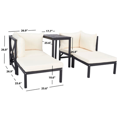 SAFAVIEH Outdoor Living Ronson Set di 5 pezzi componibili - Grigio ardesia scuro/beige - 27L x 27P x 27A