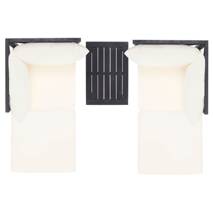 SAFAVIEH Outdoor Living Ronson Set di 5 pezzi componibili - Grigio ardesia scuro/beige - 27L x 27P x 27A