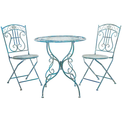 SAFAVIEH Outdoor Living Semly Victorian Iron Set da bistrot da patio, 3 pezzi - 17L x 21P x 36A