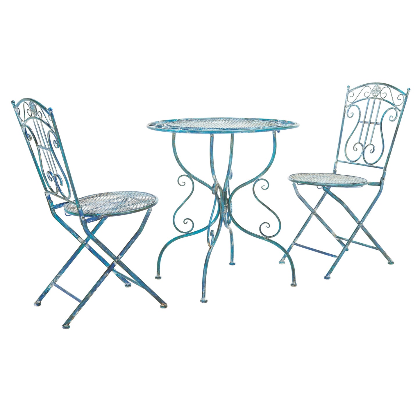 SAFAVIEH Outdoor Living Semly Victorian Iron Set da bistrot da patio, 3 pezzi - 17L x 21P x 36A