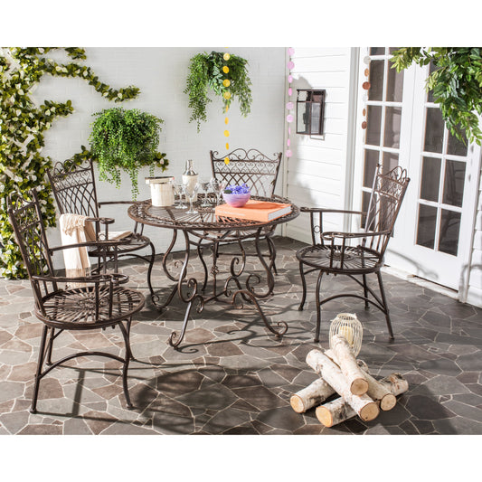Set da pranzo SAFAVIEH Outdoor Living Thessaly Victorian Scroll Iron da 5 pezzi - 39L x 39P x 29A