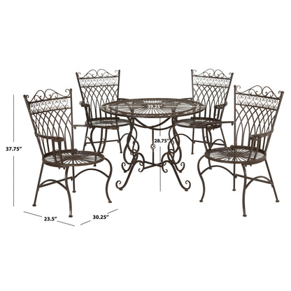 Set da pranzo SAFAVIEH Outdoor Living Thessaly Victorian Scroll Iron da 5 pezzi - 39L x 39P x 29A