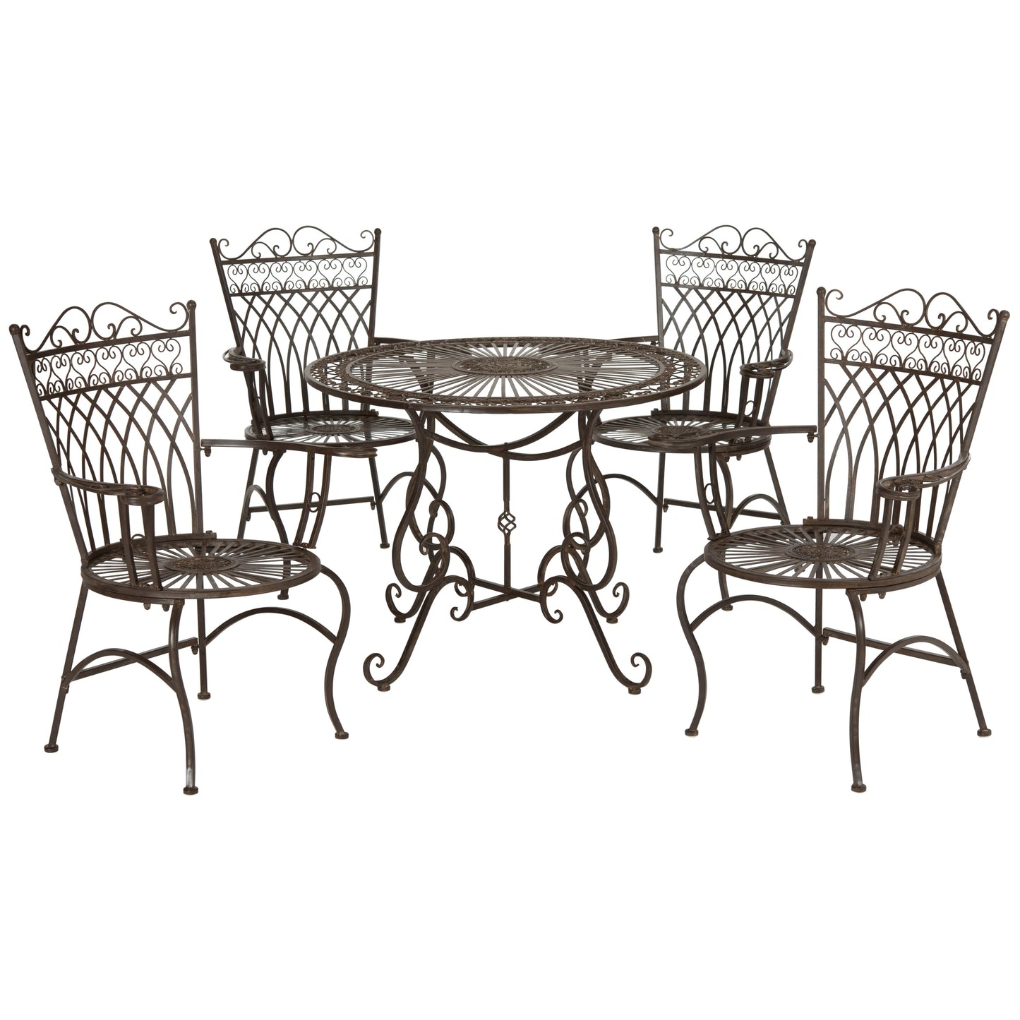 Set da pranzo SAFAVIEH Outdoor Living Thessaly Victorian Scroll Iron da 5 pezzi - 39L x 39P x 29A