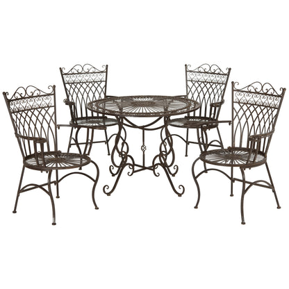 Set da pranzo SAFAVIEH Outdoor Living Thessaly Victorian Scroll Iron da 5 pezzi - 39L x 39P x 29A
