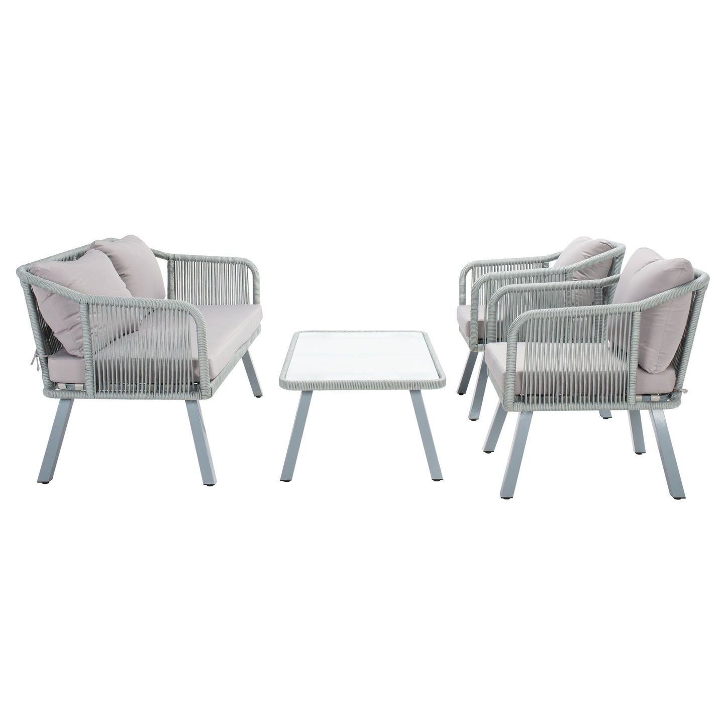 SAFAVIEH Outdoor Living Torsla Set da patio in corda da 4 pezzi - 52L x 26P x 30A