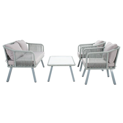 SAFAVIEH Outdoor Living Torsla Set da patio in corda da 4 pezzi - 52L x 26P x 30A