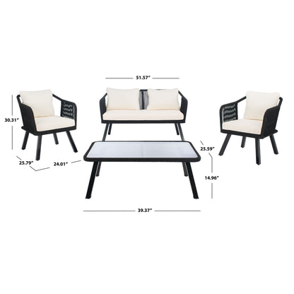 SAFAVIEH Outdoor Living Torsla Set da patio in corda da 4 pezzi - 52L x 26P x 30A