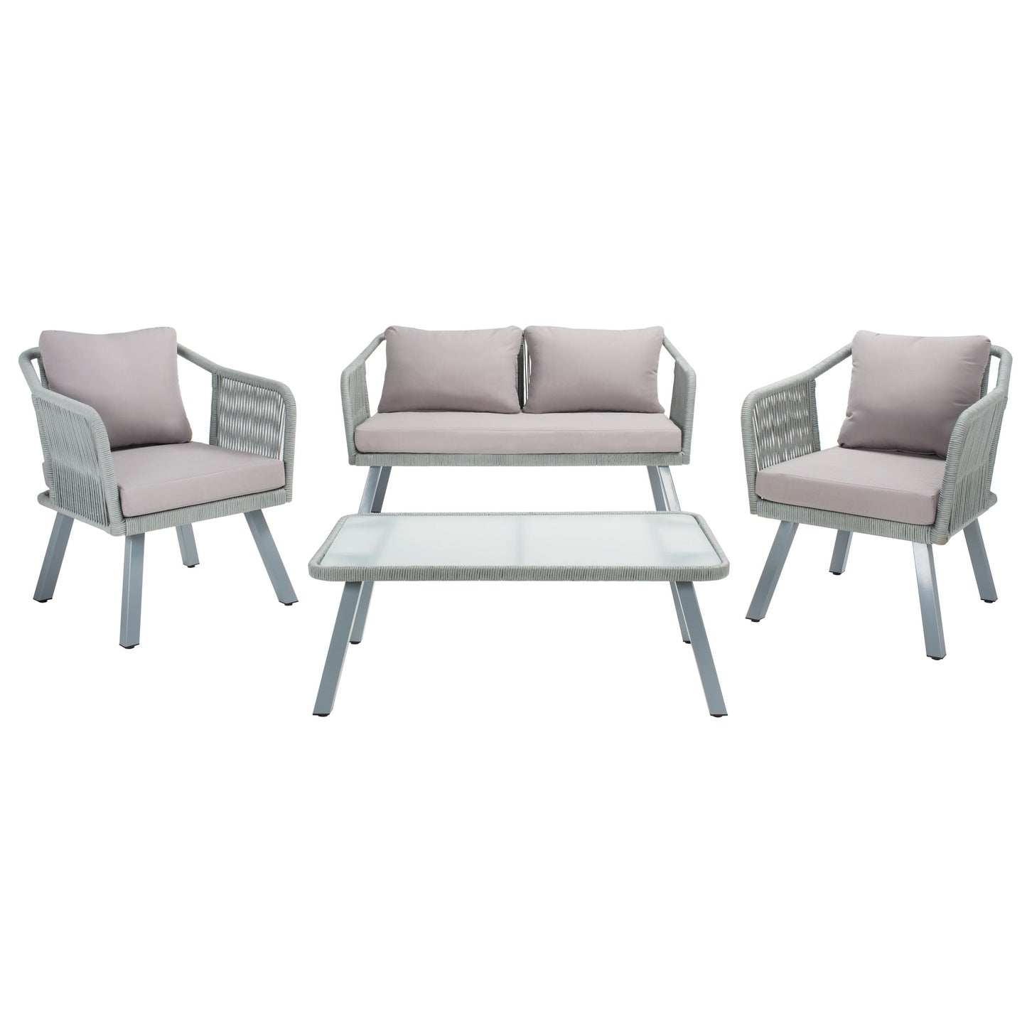 SAFAVIEH Outdoor Living Torsla Set da patio in corda da 4 pezzi - 52L x 26P x 30A