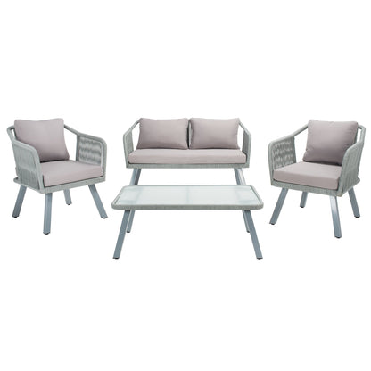 SAFAVIEH Outdoor Living Torsla Set da patio in corda da 4 pezzi - 52L x 26P x 30A