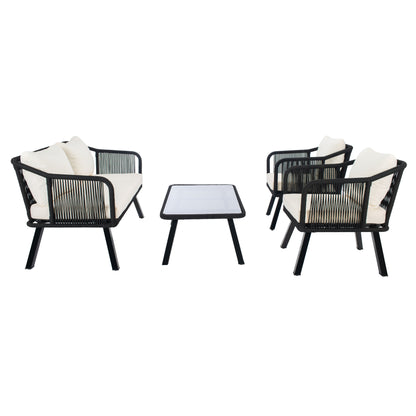 SAFAVIEH Outdoor Living Torsla Set da patio in corda da 4 pezzi - 52L x 26P x 30A