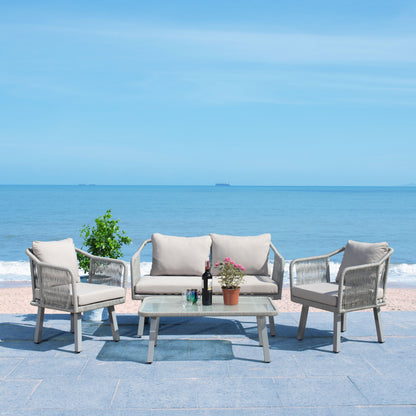 SAFAVIEH Outdoor Living Torsla Set da patio in corda da 4 pezzi - 52L x 26P x 30A