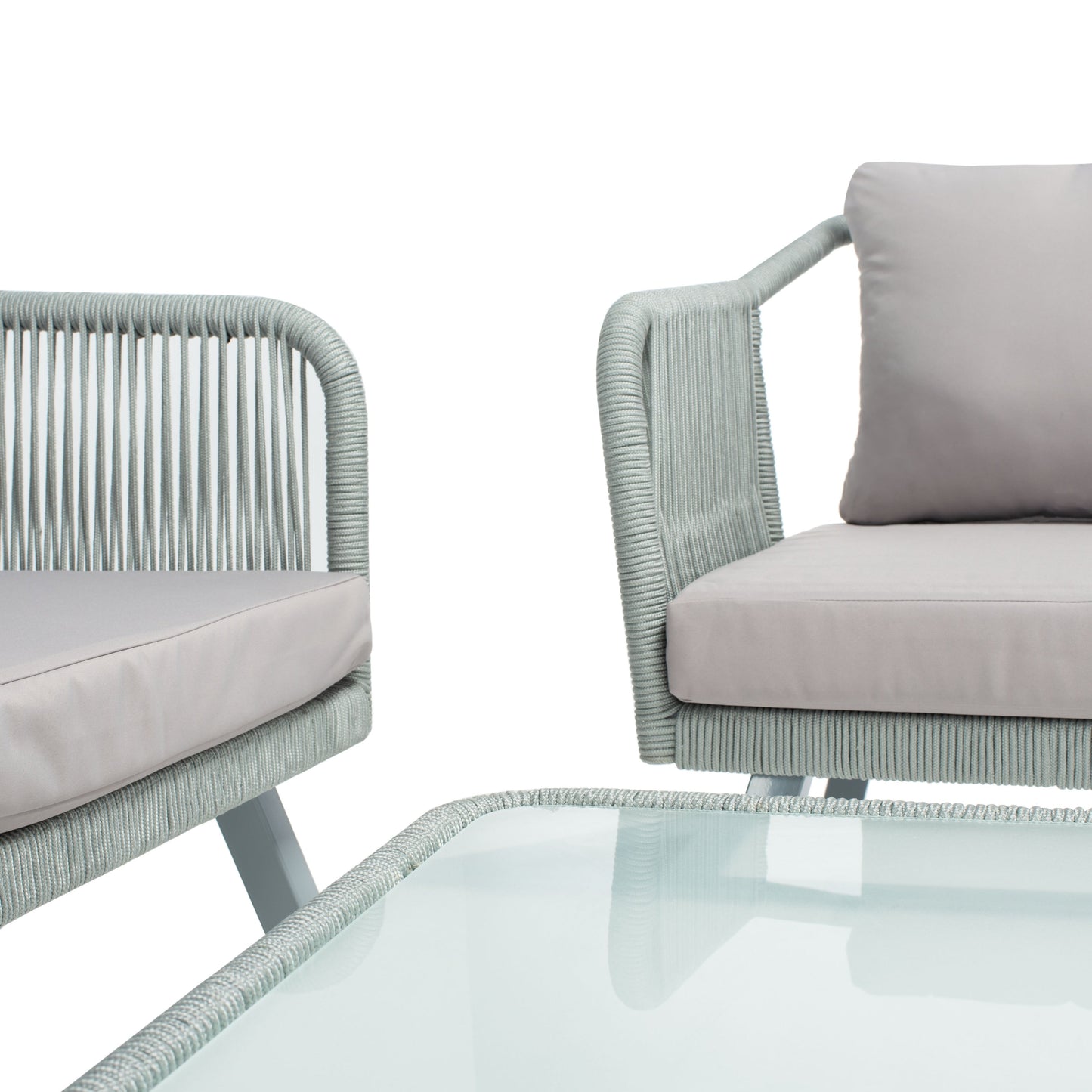 SAFAVIEH Outdoor Living Torsla Set da patio in corda da 4 pezzi - 52L x 26P x 30A