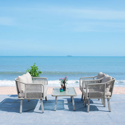 SAFAVIEH Outdoor Living Torsla Set da patio in corda da 4 pezzi - 52L x 26P x 30A