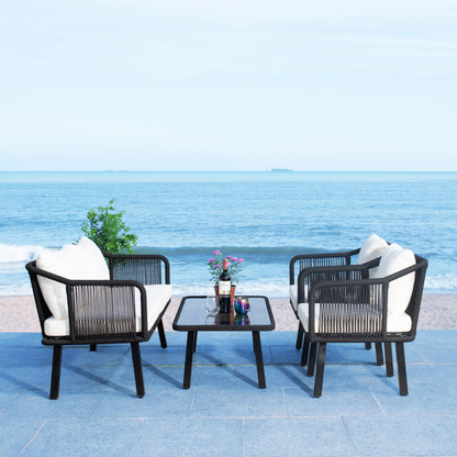 SAFAVIEH Outdoor Living Torsla Set da patio in corda da 4 pezzi - 52L x 26P x 30A