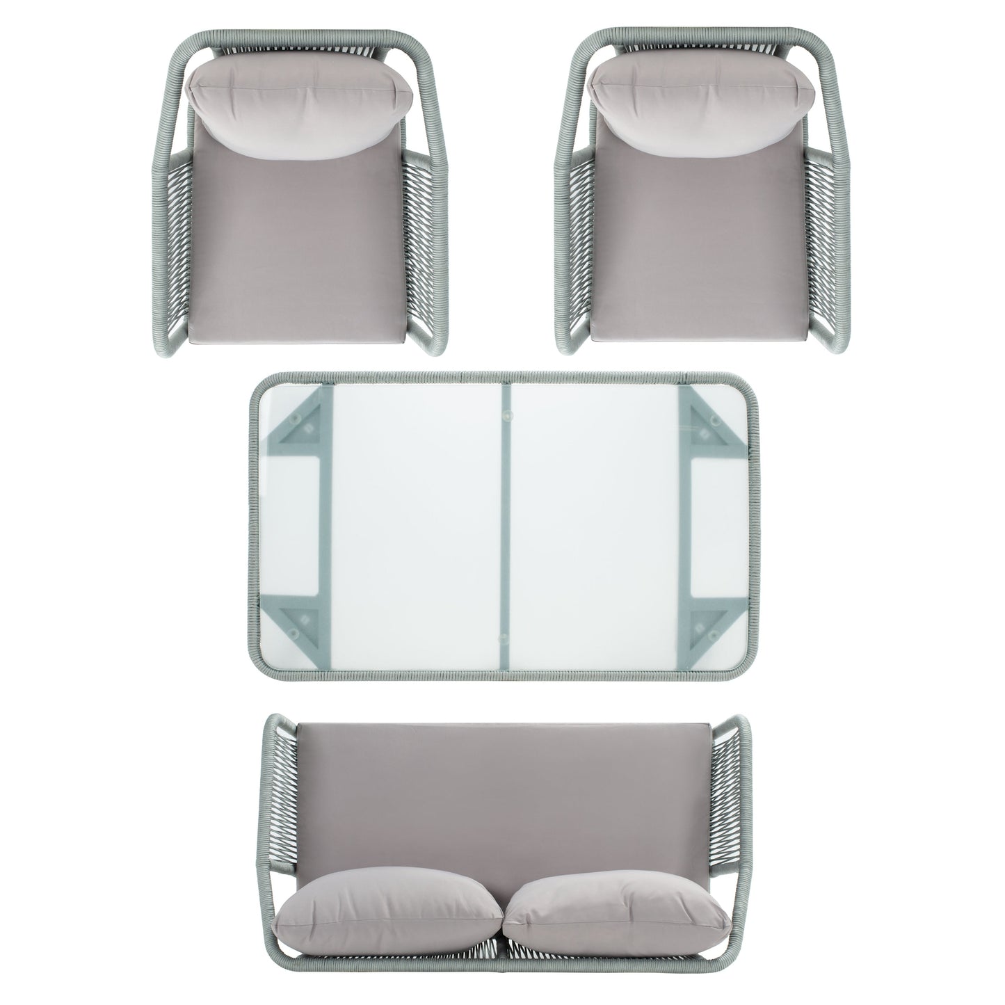 SAFAVIEH Outdoor Living Torsla Set da patio in corda da 4 pezzi - 52L x 26P x 30A