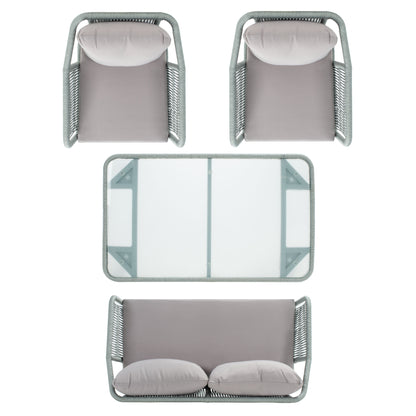 SAFAVIEH Outdoor Living Torsla Set da patio in corda da 4 pezzi - 52L x 26P x 30A