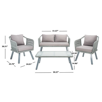 SAFAVIEH Outdoor Living Torsla Set da patio in corda da 4 pezzi - 52L x 26P x 30A