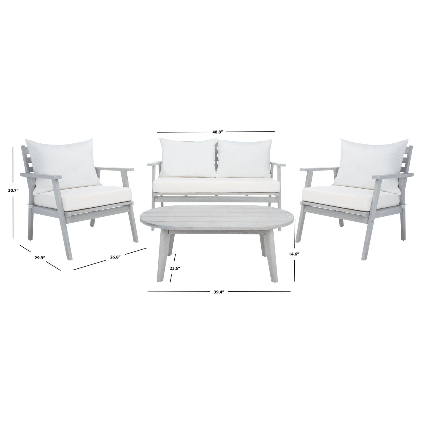 Set da giardino per conversazione SAFAVIEH Outdoor Lupe, 4 pezzi - 49L x 31P x 30A