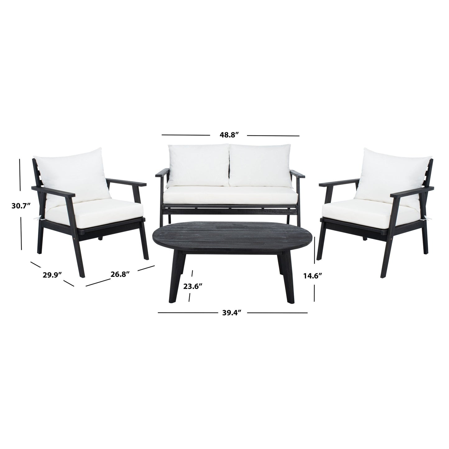 Set da giardino per conversazione SAFAVIEH Outdoor Lupe, 4 pezzi - 49L x 31P x 30A