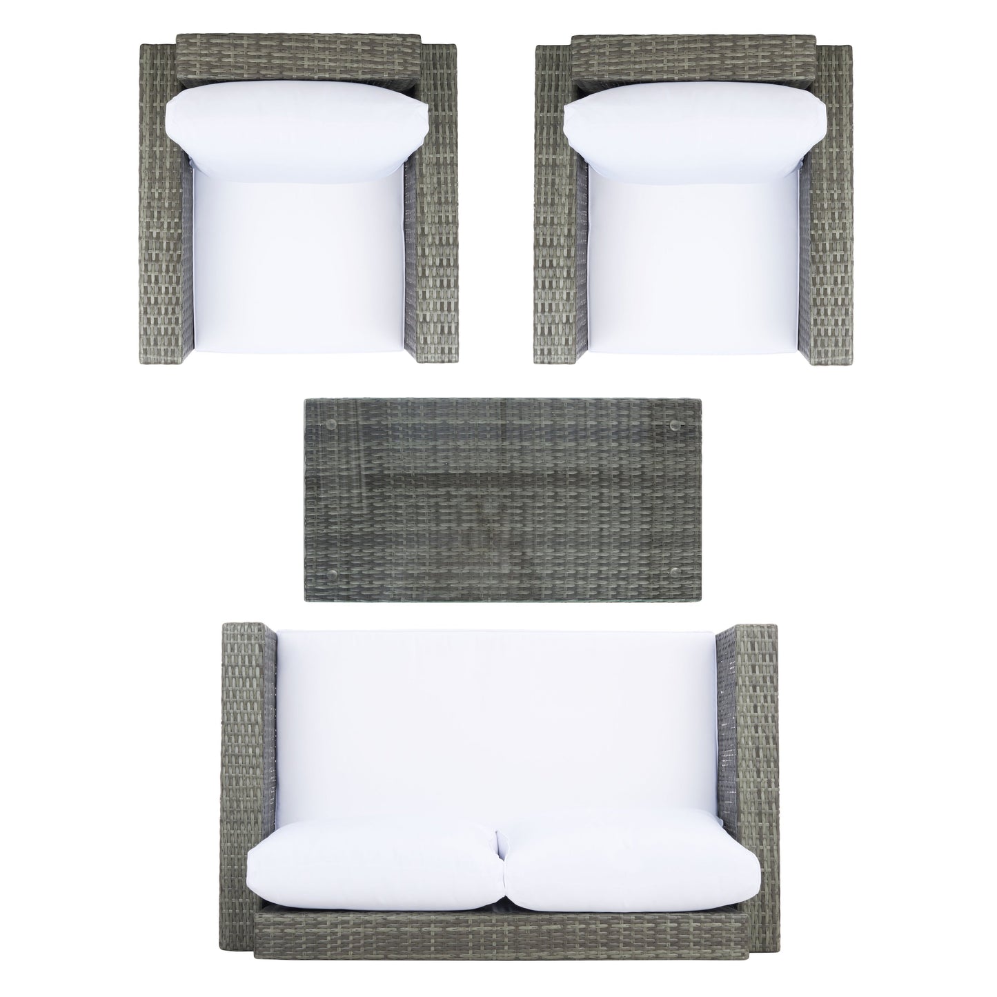 Set da patio in vimini SAFAVIEH per esterni Natalee, 4 pezzi - 50L x 27P x 28A