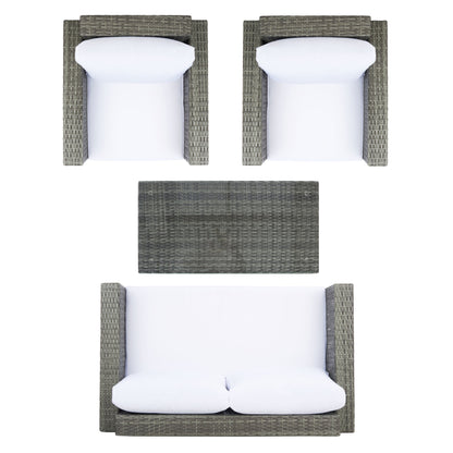 Set da patio in vimini SAFAVIEH per esterni Natalee, 4 pezzi - 50L x 27P x 28A