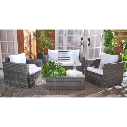 Set da patio in vimini SAFAVIEH per esterni Natalee, 4 pezzi - 50L x 27P x 28A