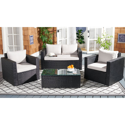 Set da patio in vimini SAFAVIEH per esterni Natalee, 4 pezzi - 50L x 27P x 28A