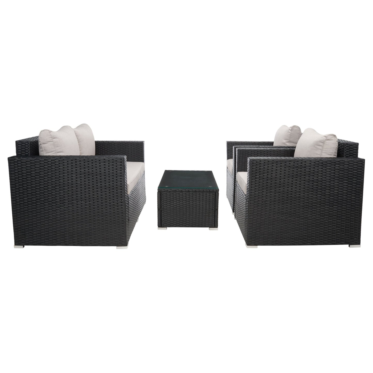 Set da patio in vimini SAFAVIEH per esterni Natalee, 4 pezzi - 50L x 27P x 28A