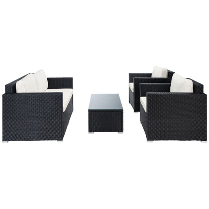 Set da patio in vimini SAFAVIEH per esterni Natalee, 4 pezzi - 50L x 27P x 28A