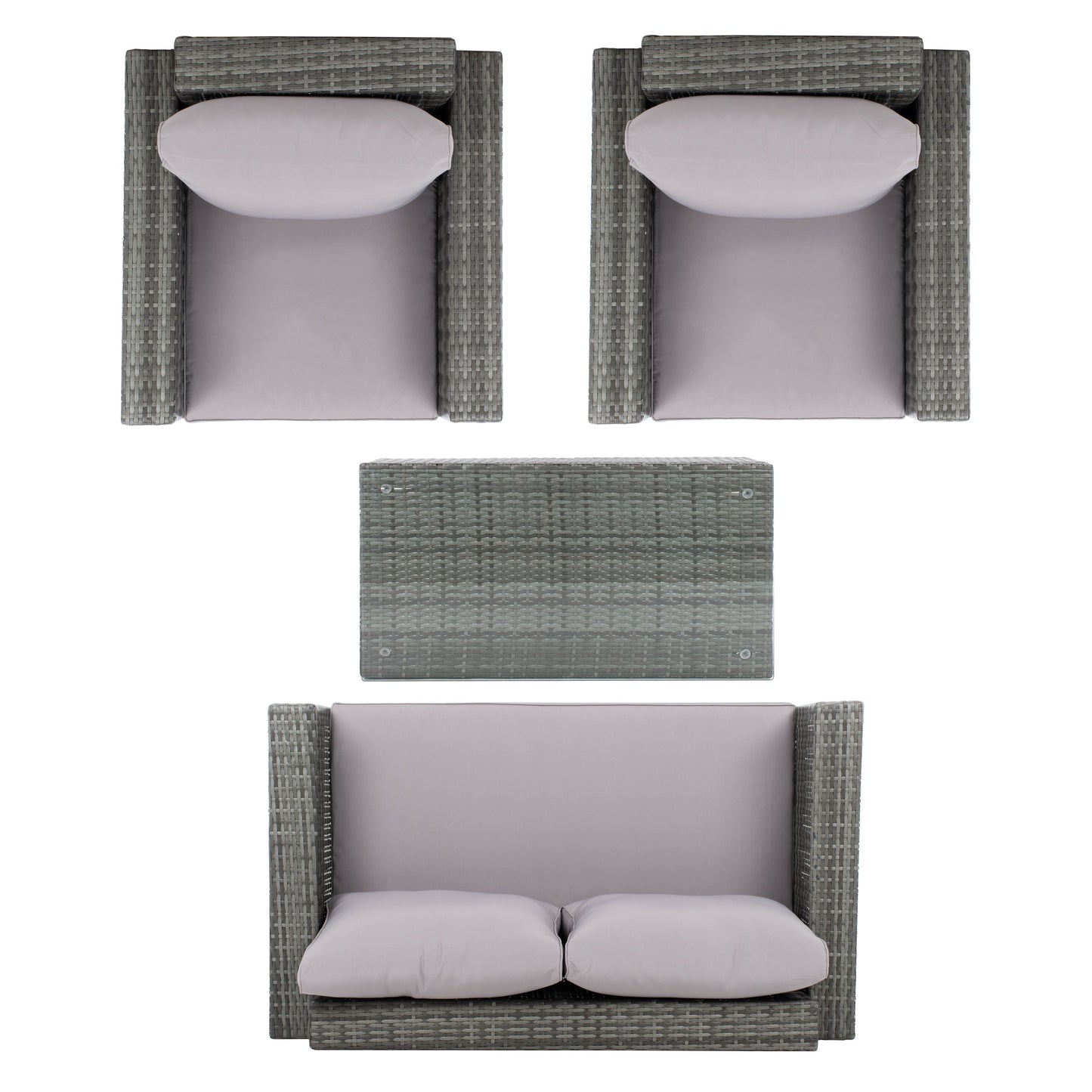 Set da patio in vimini SAFAVIEH per esterni Natalee, 4 pezzi - 50L x 27P x 28A