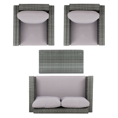 Set da patio in vimini SAFAVIEH per esterni Natalee, 4 pezzi - 50L x 27P x 28A