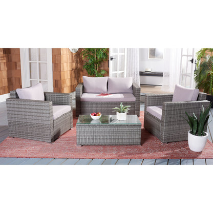Set da patio in vimini SAFAVIEH per esterni Natalee, 4 pezzi - 50L x 27P x 28A