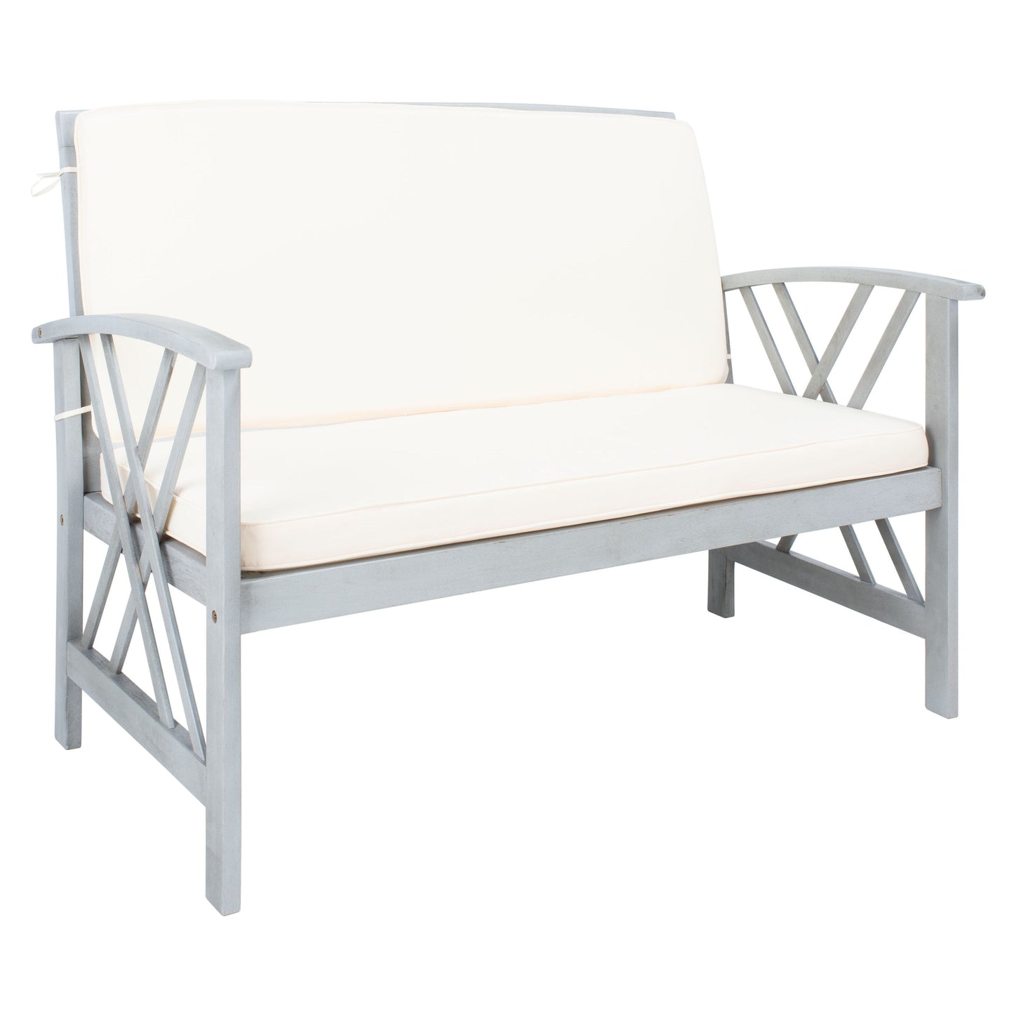 SAFAVIEH Outdoor Nayely Set da conversazione da patio in legno massello di acacia, 4 pezzi - 47L x 33P x 26A