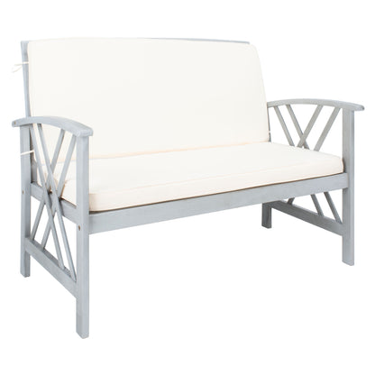 SAFAVIEH Outdoor Nayely Set da conversazione da patio in legno massello di acacia, 4 pezzi - 47L x 33P x 26A