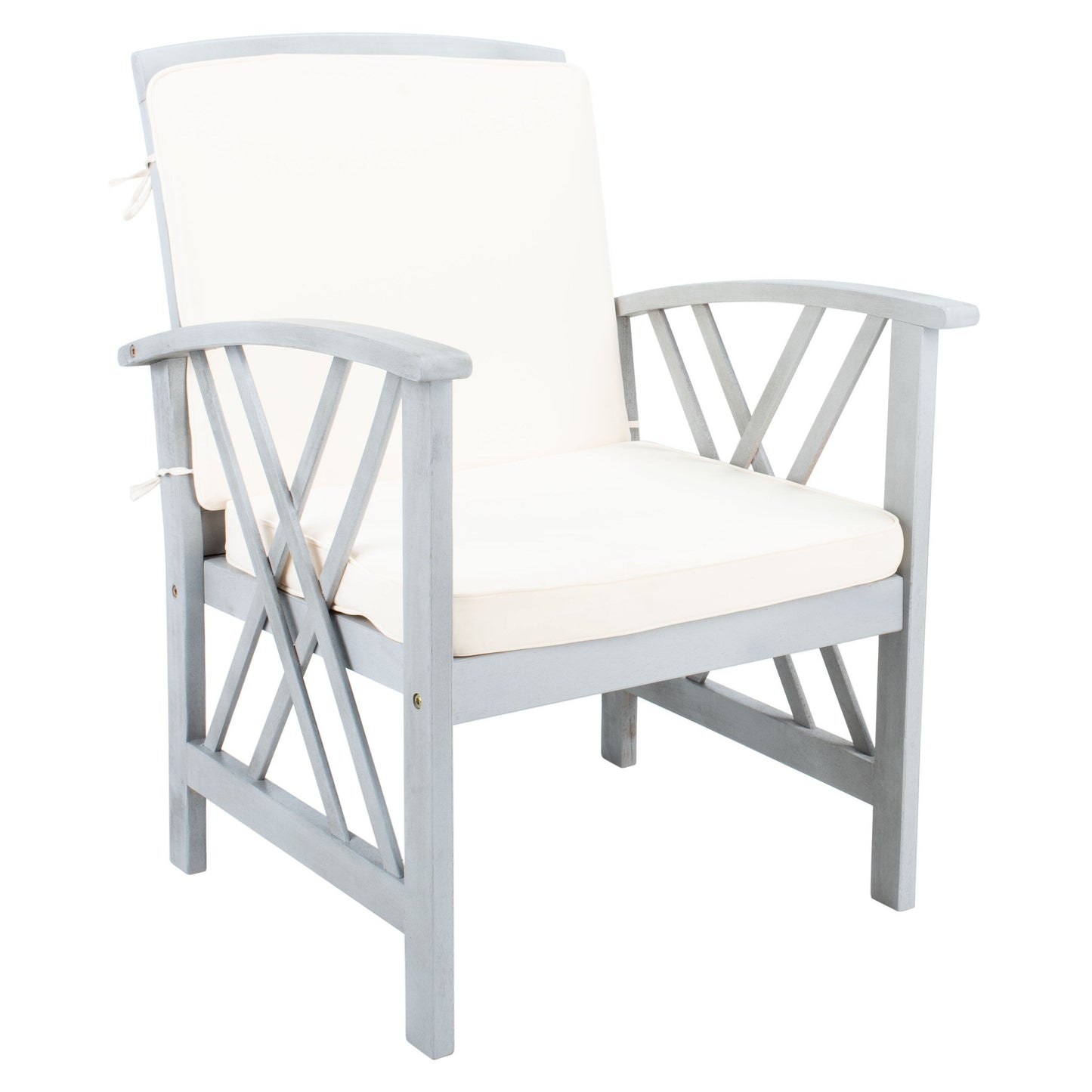 SAFAVIEH Outdoor Nayely Set da conversazione da patio in legno massello di acacia, 4 pezzi - 47L x 33P x 26A