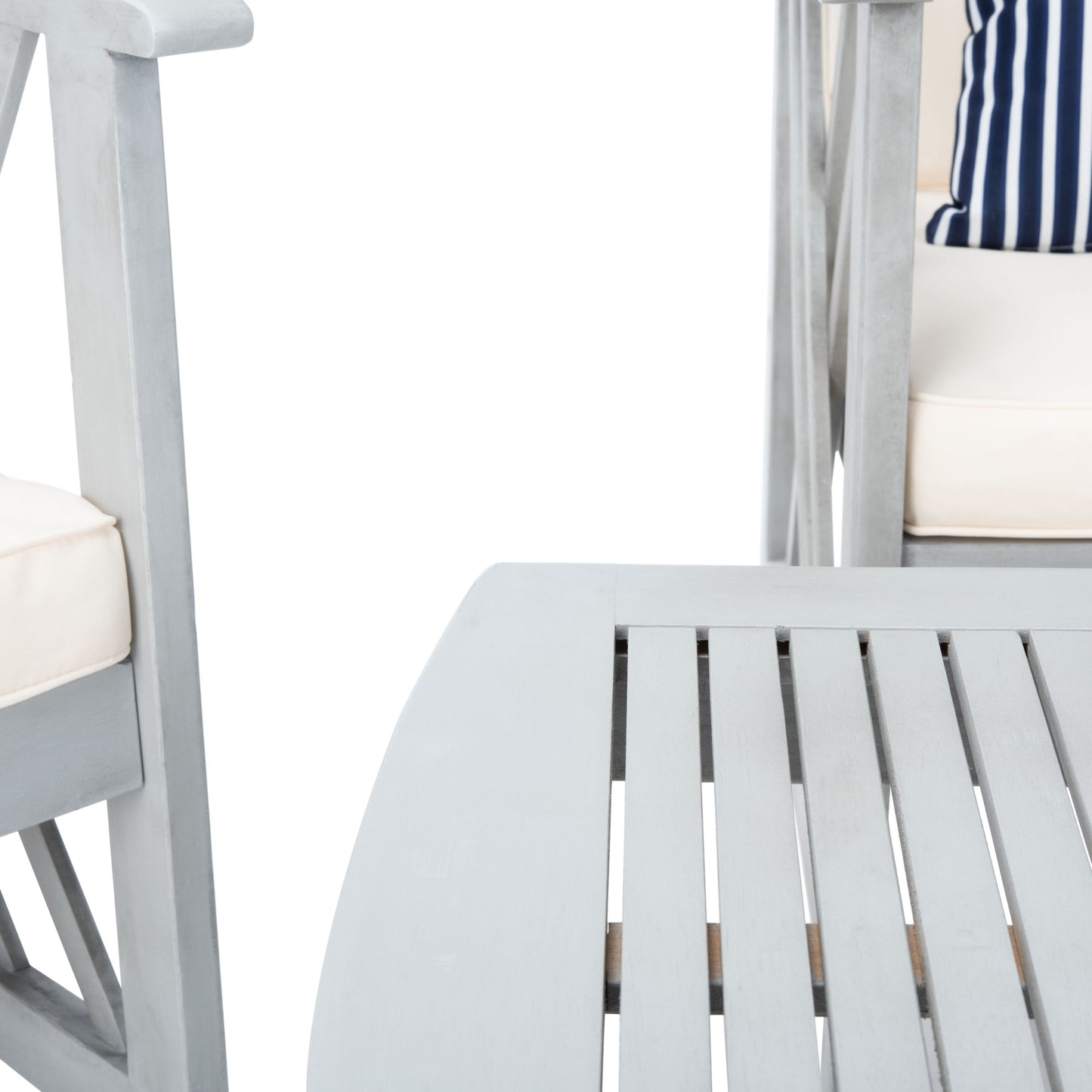 SAFAVIEH Outdoor Nayely Set da conversazione da patio in legno massello di acacia, 4 pezzi - 47L x 33P x 26A