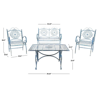 Set da patio SAFAVIEH Outdoor Nyasia in ferro battuto vittoriano, 4 pezzi - 45L x 39P x 22A