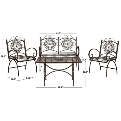 Set da patio SAFAVIEH Outdoor Nyasia in ferro battuto vittoriano, 4 pezzi - 45L x 39P x 22A